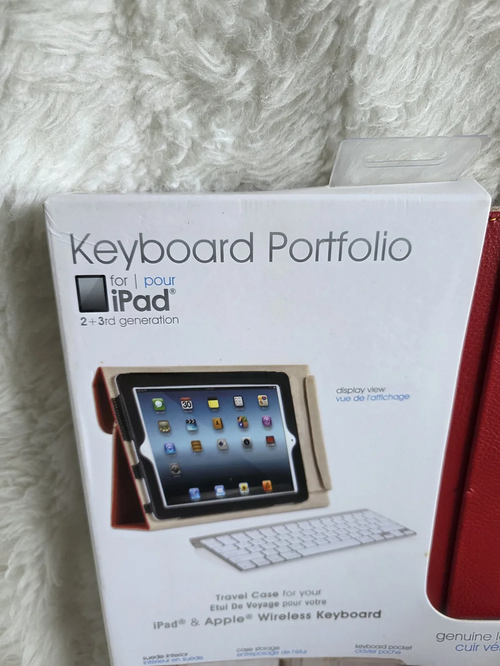 Red Genuine Leather Keyboard Portfolio Case for iPad
